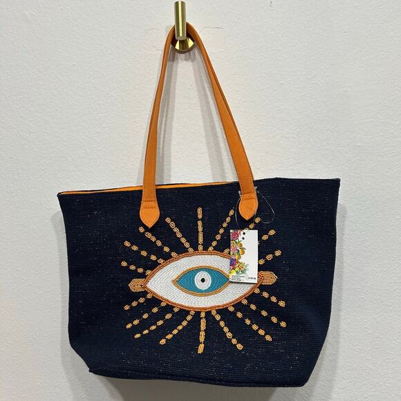 American & Beyond Evil Eye Tote beach bag - Picture 3 of 12